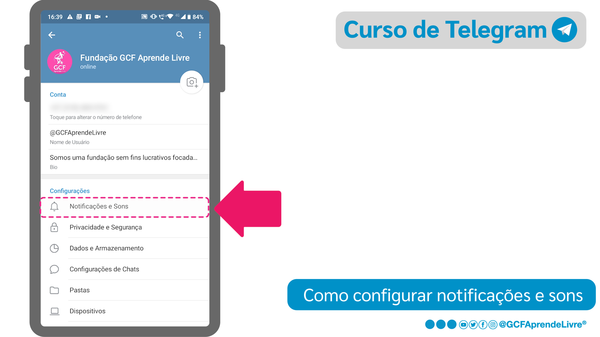 Como configurar notificações de chats do Telegram